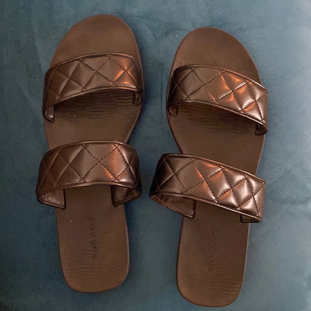 Black quilted sandals